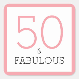 50 und fabelhafte 50. Geburtstagsparty Pink Quadratischer Aufkleber