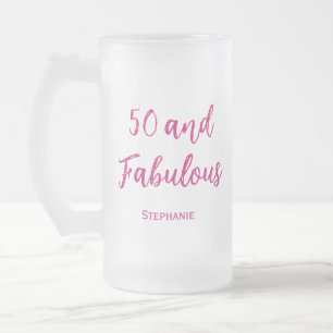 50 und fabelhafte 50. moderne rosa mattierte Bier- Mattglas Bierglas