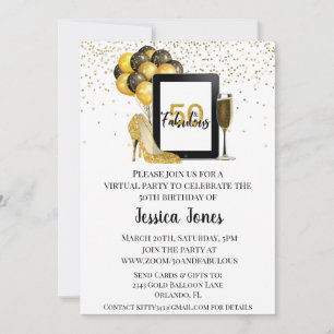 50 und fabelhafte 50 Virtual Birthday Gold Einladung