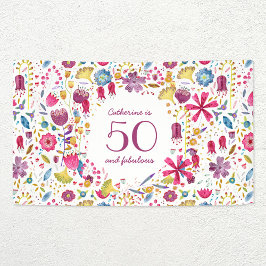 50 und fabelhafte Aquarellfarbe Blumenbezeichnung  Banner