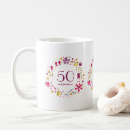 50 und fabelhafte Aquarellfarbe Blumengeburt Kaffeetasse