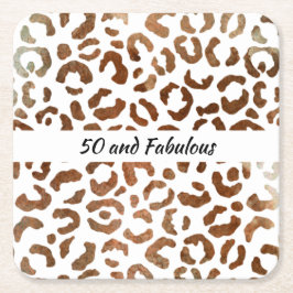 50 und fabelhafte Big Cat Print Abstrakt Rechteckiger Pappuntersetzer