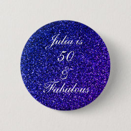 50 und fabelhafte Birthday Blue White Glitzer 2024 Button
