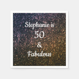 50 und fabelhafte Birthday Gold Black Glitzer Cool Serviette