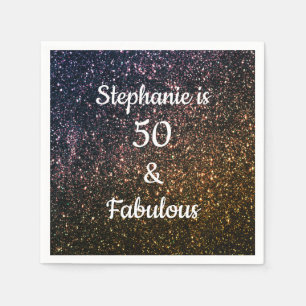 50 und fabelhafte Birthday Gold Black Glitzer Cool Serviette