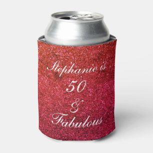 50 und fabelhafte Birthday Red White Glitzer Spark Dosenkühler