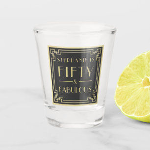 50 und fabelhafte Black and Gold Art Deco Geburtst Schnapsglas