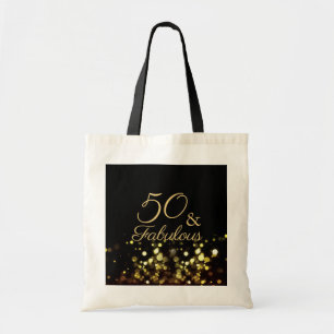 50 und fabelhafte Black and Gold Geburtstag Tragetasche