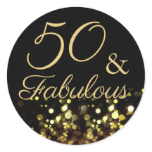 50 und fabelhafte Black and Gold Geburtstagsticker