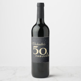 50 und fabelhafte Black Gold 50. Geburtstag Modern Weinetikett