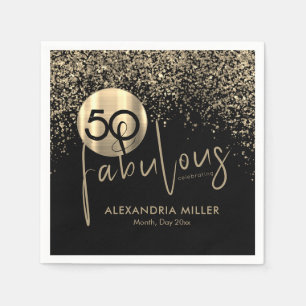 50 und fabelhafte Black Gold Geburtstagsparty Serviette