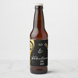 50 und fabelhafte Black & Gold Gefallen Geburtstag Bierflaschenetikett