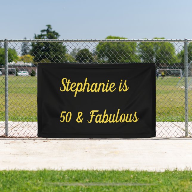 50 und fabelhafte Black Gold Golden Birthday  Banner (InSitu)