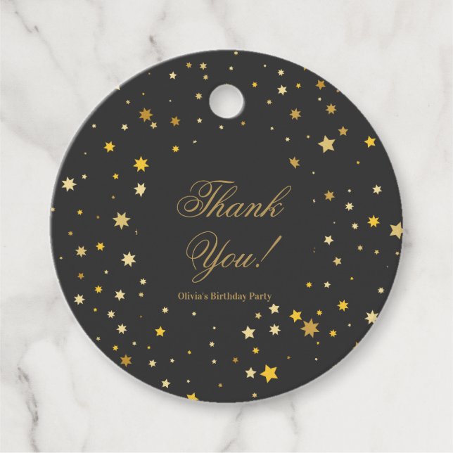 50 und fabelhafte Black Golden Birthday Party Geschenkanhänger (Vorderseite)