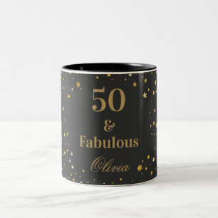 50 und fabelhafte Black Golden Birthday Party Zweifarbige Tasse