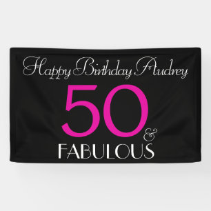 50 und fabelhafte Black Pink Custom Geburtstag Banner