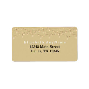 50 und fabelhafte Black Text Gold Lights Adresse Adressaufkleber