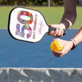 50 und fabelhafte Blumengebirge Geburtstagskugel Pickleball Schläger