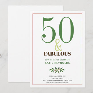 50 und fabelhafte einfache Grüne Geburtstag Einladung
