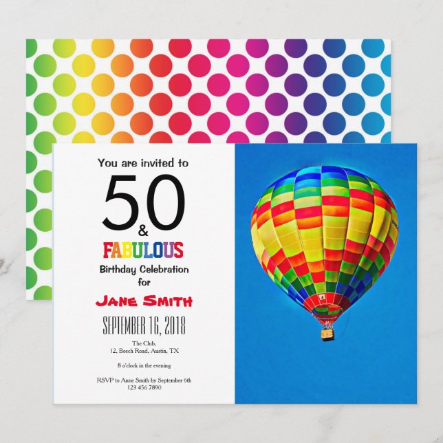 50 und fabelhafte Einladung zum Geburtstag (Vorne/Hinten)
