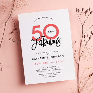 50 und fabelhafte Elegant 50. Geburtstagsparty Einladung