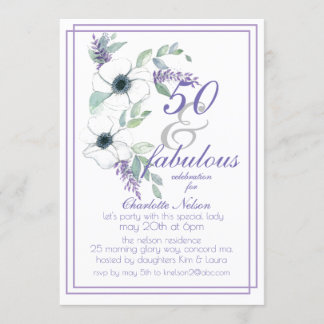 50 und fabelhafte Elegant Floral Wasserfarbe Einladung