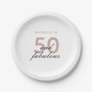 50 und fabelhafte Elegant Pink 50. Geburtstagspart Pappteller