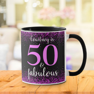 50 und fabelhafte funkelnd rosa und schwarz person tasse