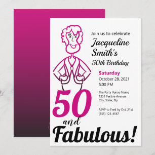 50 und fabelhafte Funny Pink und Black Lady Einladung