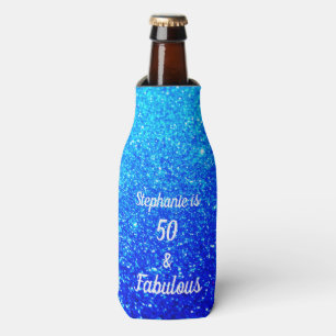 50 und fabelhafte Geburtstag Deep Blue Ombre Glitt Flaschenkühler