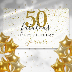 50 und fabelhafte Geburtstag Elegant Gold und Schw Banner