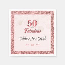 50 und fabelhafte Geburtstag Elegante Rose Rosa Gl Serviette