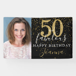 50 und fabelhafte Geburtstag Elegantes Gold Black  Banner