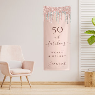 50 und fabelhafte Geburtstag Glitzer Rose Gold Sil Banner
