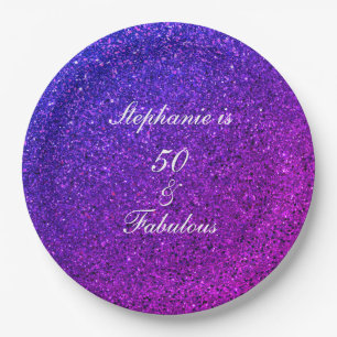 50 und fabelhafte Geburtstag Ombre Pink Lila Glitz Pappteller