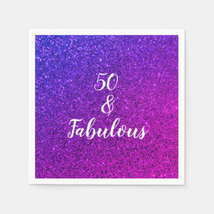 50 und fabelhafte Geburtstag rosa Lila Glitzer Chi Serviette