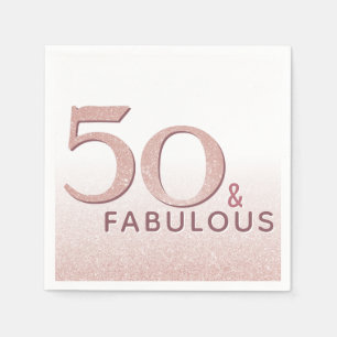 50 und fabelhafte Geburtstags-Rose Gold Eleganter  Serviette