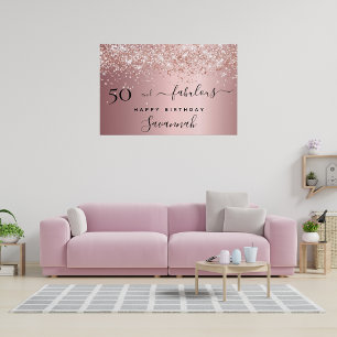 50 und fabelhafte Geburtstagsblush Rosa Rosa Glitz Poster