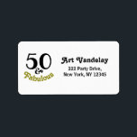 50 und fabelhafte Geburtstagsparty Adressaufkleber<br><div class="desc">Dieses elegante und einfache Design wird jeden 50. Geburtstag mit diesem modernen 50. Geburtstagsparty und einem fabelhaften Design in Gold und Schwarz beleben.</div>