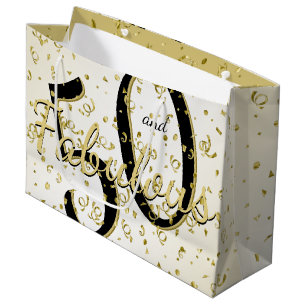 50 und fabelhafte Geburtstagsparty Fun Black/Gold Große Geschenktüte