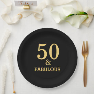 50 und fabelhafte Geburtstagsparty Golden Yellow B Pappteller