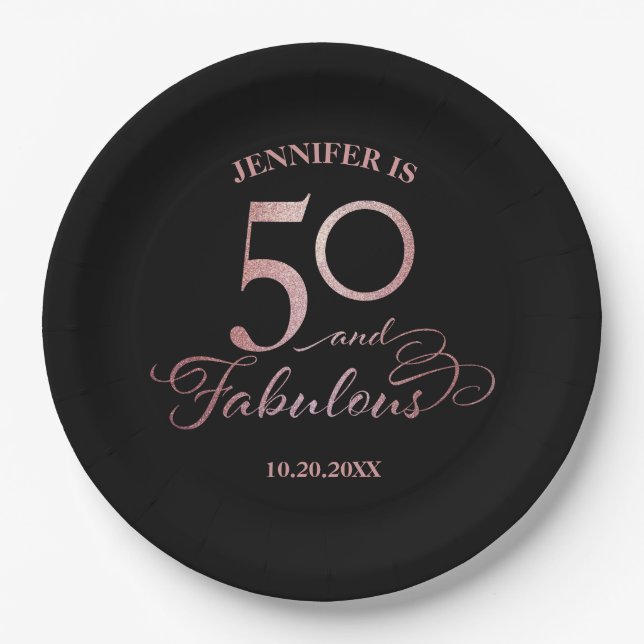 50 und fabelhafte Geburtstagsparty Pappteller (Vorderseite)