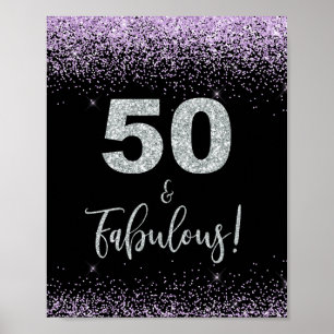50 und fabelhafte Geburtstagsparty Sign Black & Li Poster