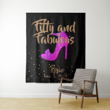 50 und fabelhafte Girly Glitzer Hot Pink Gold Text