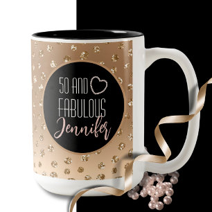 50 und fabelhafte Glam Chic Girly Gold Black Blush Zweifarbige Tasse