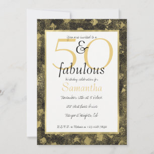 50 und fabelhafte Glam Gold Black Party Einladung