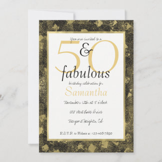 50 und fabelhafte Glam Gold Black Party Einladung
