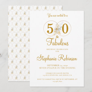 50 und fabelhafte Gold 50. Geburtstagsparty Einladung
