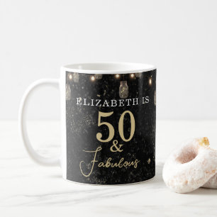 50 und fabelhafte Gold Black Marble Mason Jar Ligh Kaffeetasse
