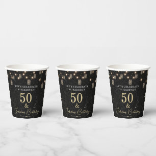 50 und fabelhafte Gold Black Marble Mason Jar Ligh Pappbecher